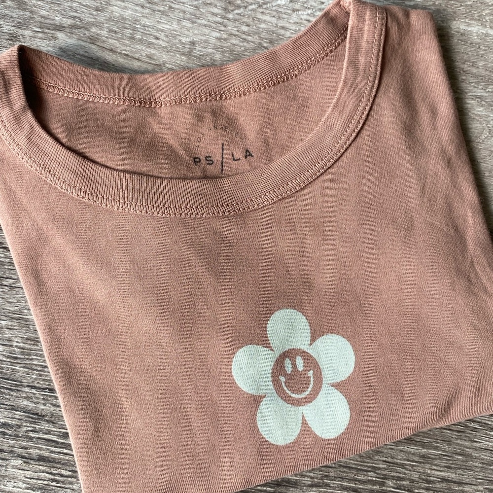 Women’s Brown Smiley Flower Crop Top
